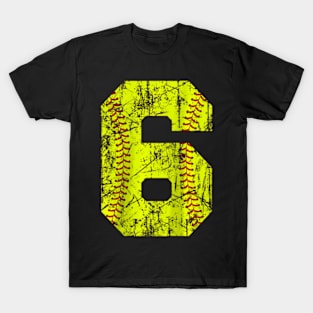 6Th Birthday Softball Girls Kids Six 6 Years Old Raglan T-Shirt